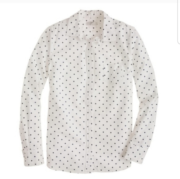 J. Crew Tops - J. Crew White/Black Polka Dot Boy Shirt, size 4